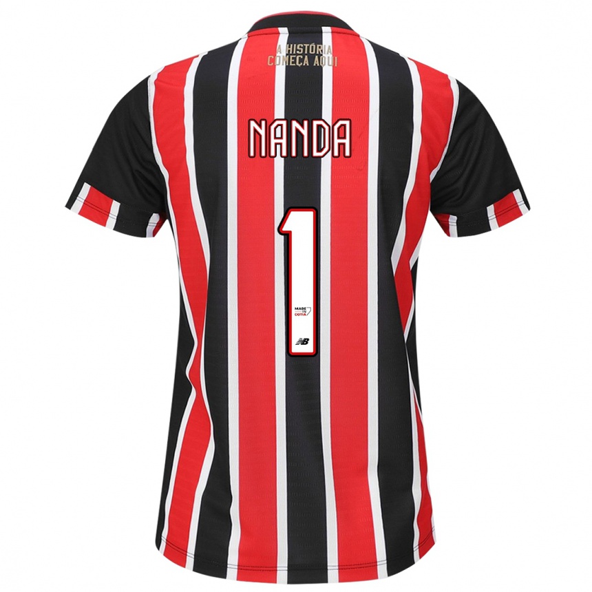 Women Football Nanda #1 Black Red White Away Jersey 2024/25 T-Shirt Nz