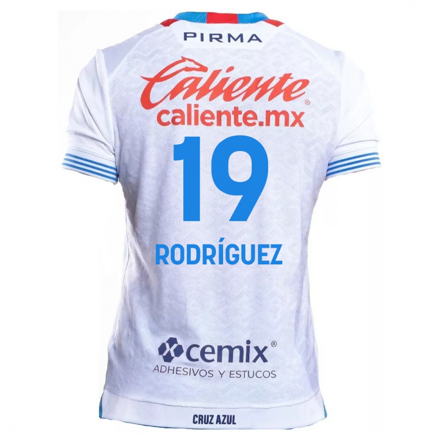 Women Football Carlos Rodríguez #19 White Blue Away Jersey 2024/25 T-Shirt Nz