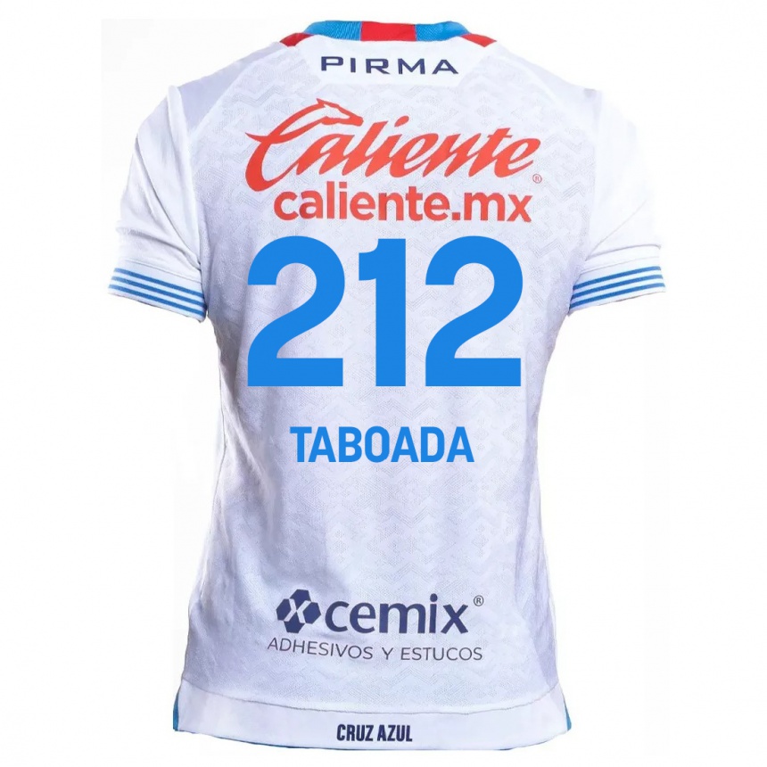 Women Football Víctor Taboada #212 White Blue Away Jersey 2024/25 T-Shirt Nz