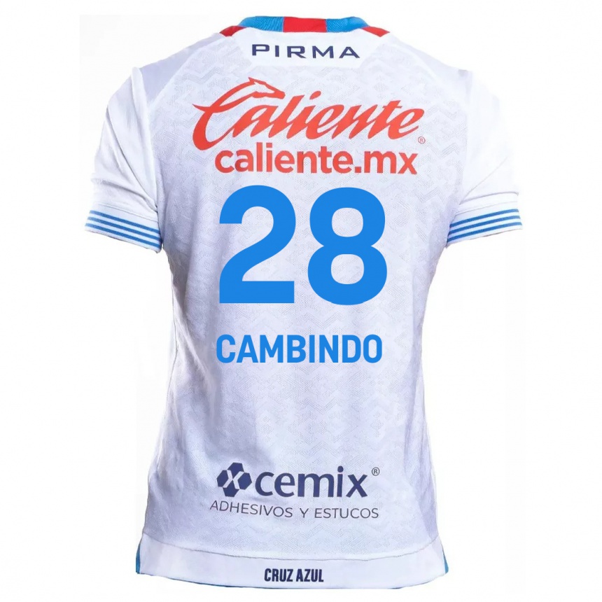 Women Football Diber Cambindo #28 White Blue Away Jersey 2024/25 T-Shirt Nz