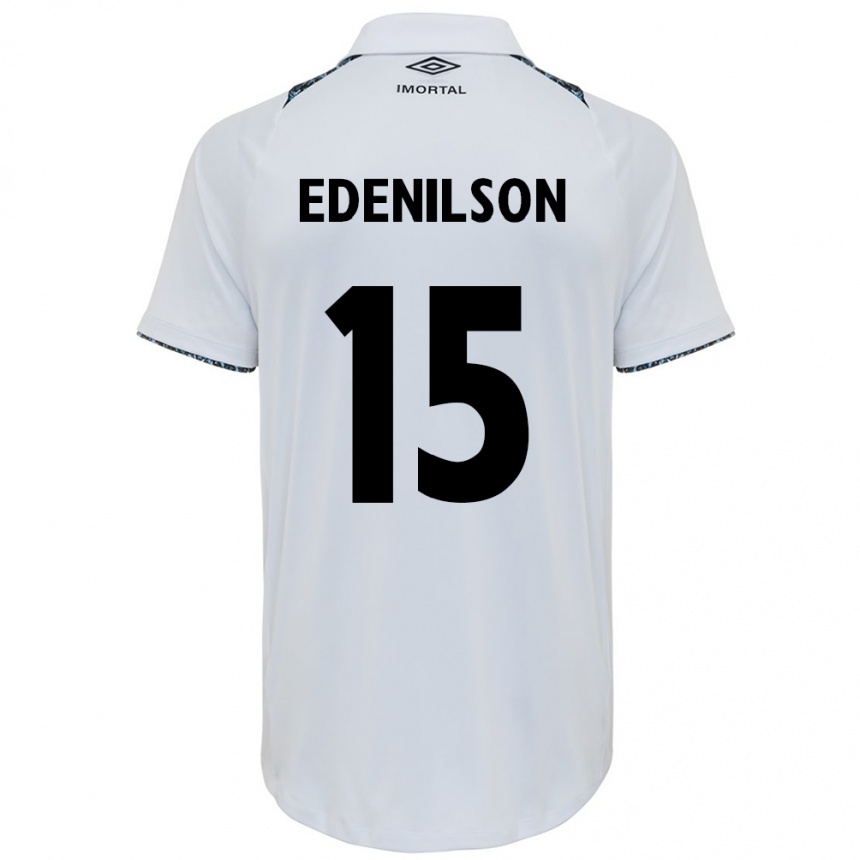 Women Football Edenilson #15 White Blue Away Jersey 2024/25 T-Shirt Nz