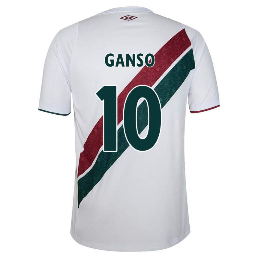 Women Football Ganso #10 White Green Maroon Away Jersey 2024/25 T-Shirt Nz