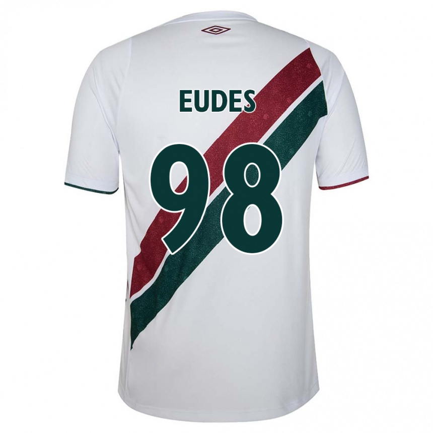 Women Football Vitor Eudes #98 White Green Maroon Away Jersey 2024/25 T-Shirt Nz