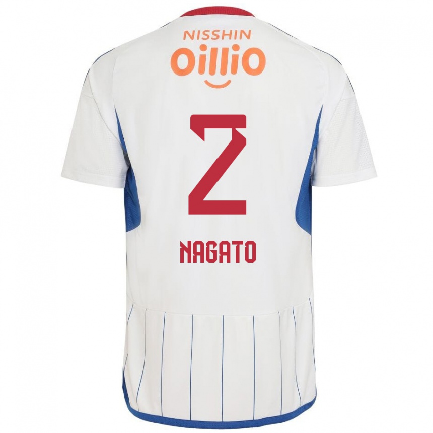 Women Football Katsuya Nagato #2 White Blue Red Away Jersey 2024/25 T-Shirt Nz