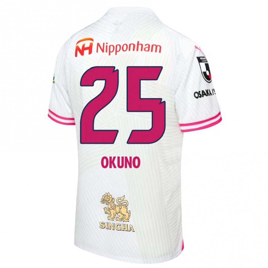 Women Football Hiroaki Okuno #25 White Pink Away Jersey 2024/25 T-Shirt Nz