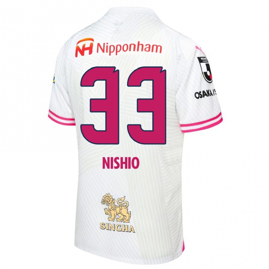 Women Football Ryuya Nishio #33 White Pink Away Jersey 2024/25 T-Shirt Nz