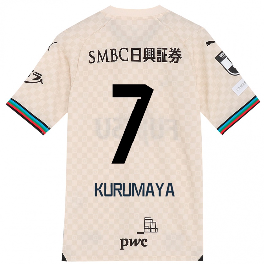 Women Football Shintaro Kurumaya #7 White Gray Away Jersey 2024/25 T-Shirt Nz