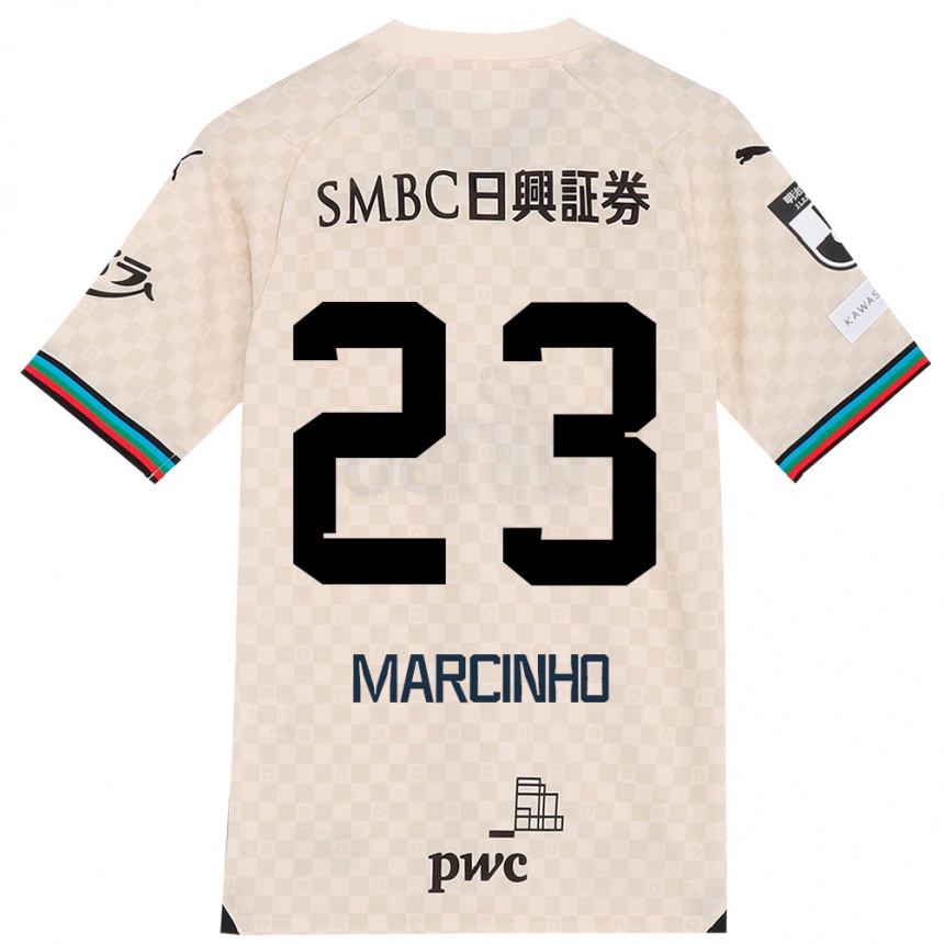 Women Football Marcinho #23 White Gray Away Jersey 2024/25 T-Shirt Nz