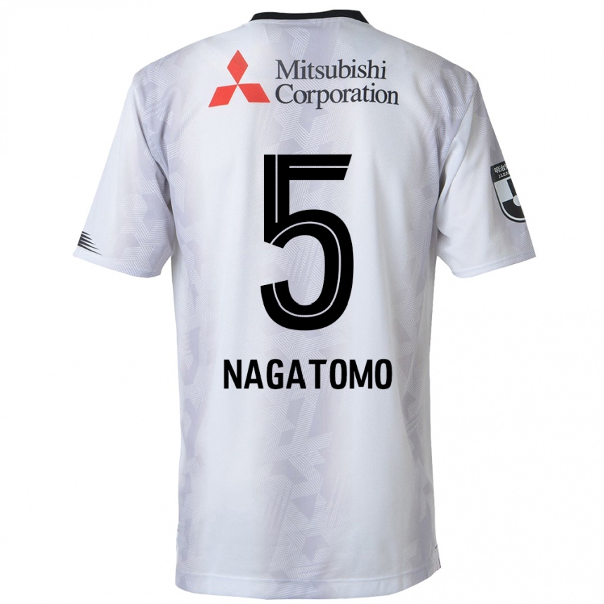 Women Football Yuto Nagatomo #5 White Black Away Jersey 2024/25 T-Shirt Nz