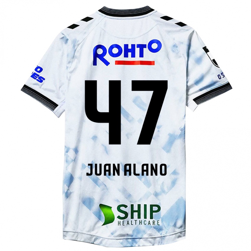 Women Football Juan Alano #47 White Black Away Jersey 2024/25 T-Shirt Nz