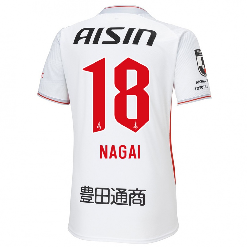 Women Football Kensuke Nagai #18 White Yellow Red Away Jersey 2024/25 T-Shirt Nz