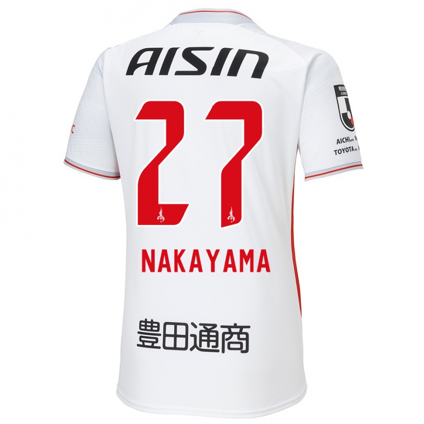 Women Football Katsuhiro Nakayama #27 White Yellow Red Away Jersey 2024/25 T-Shirt Nz