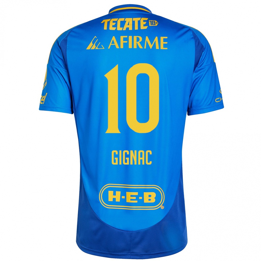 Women Football André-Pierre Gignac #10 Blue Yellow Away Jersey 2024/25 T-Shirt Nz