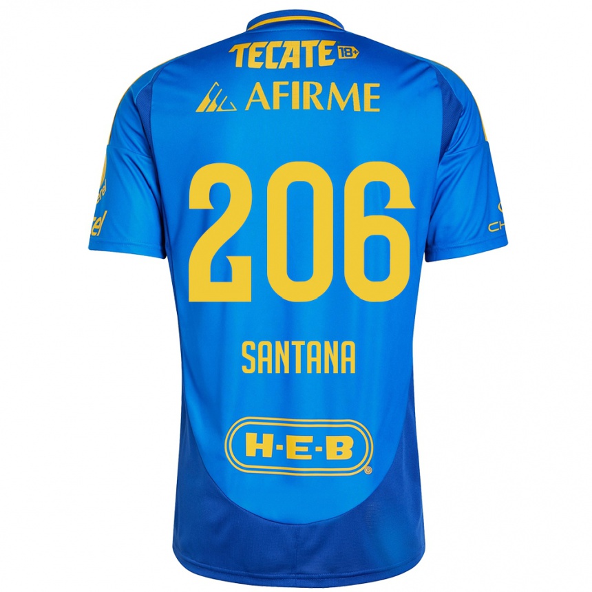 Women Football Joel Santana #206 Blue Yellow Away Jersey 2024/25 T-Shirt Nz