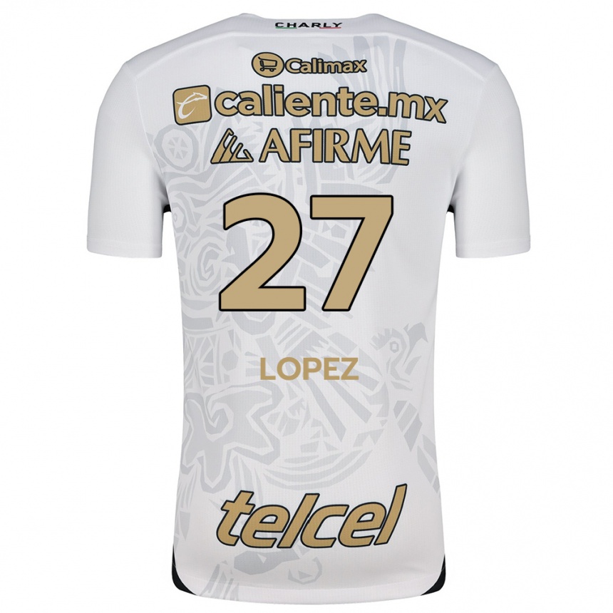 Women Football Victoria López #27 White Black Away Jersey 2024/25 T-Shirt Nz