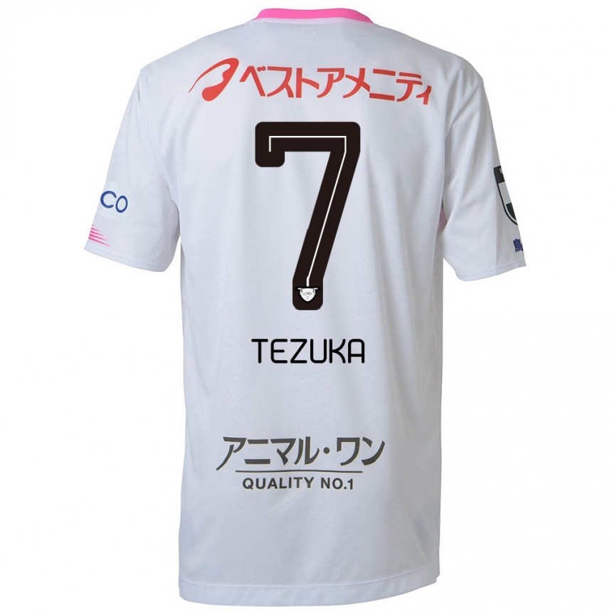 Women Football Kohei Tezuka #7 White Blue Pink Away Jersey 2024/25 T-Shirt Nz