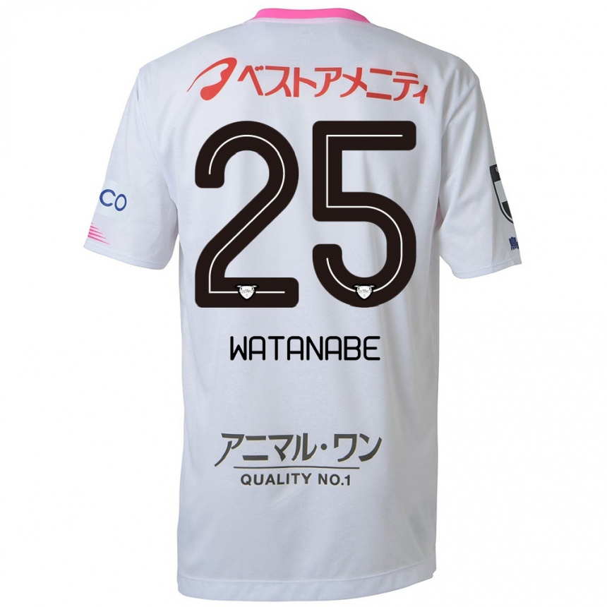 Women Football Ryohei Watanabe #25 White Blue Pink Away Jersey 2024/25 T-Shirt Nz