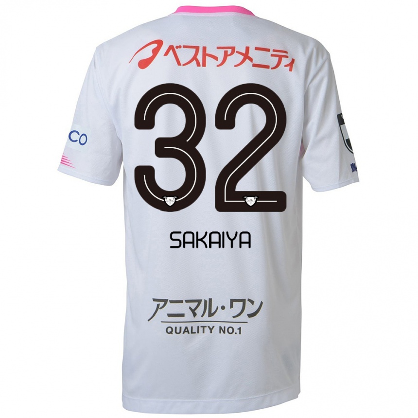 Women Football Keisuke Sakaiya #32 White Blue Pink Away Jersey 2024/25 T-Shirt Nz