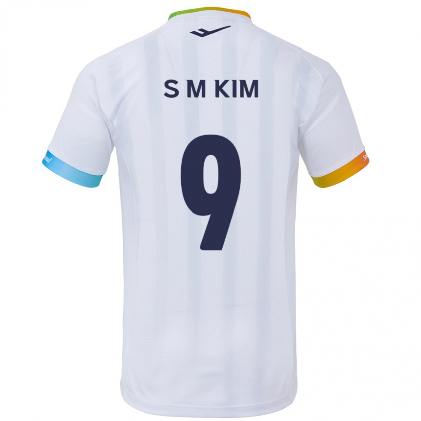 Women Football Min-Sung Kim #9 White Blue Away Jersey 2024/25 T-Shirt Nz