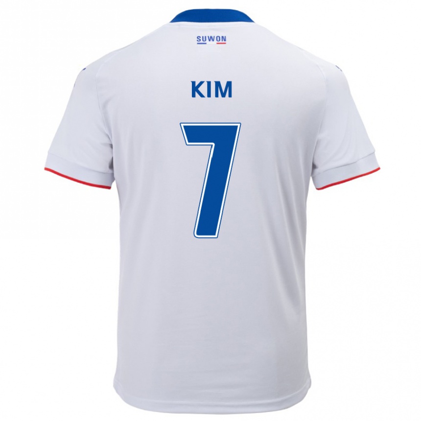 Women Football Hyun Kim #7 White Blue Away Jersey 2024/25 T-Shirt Nz