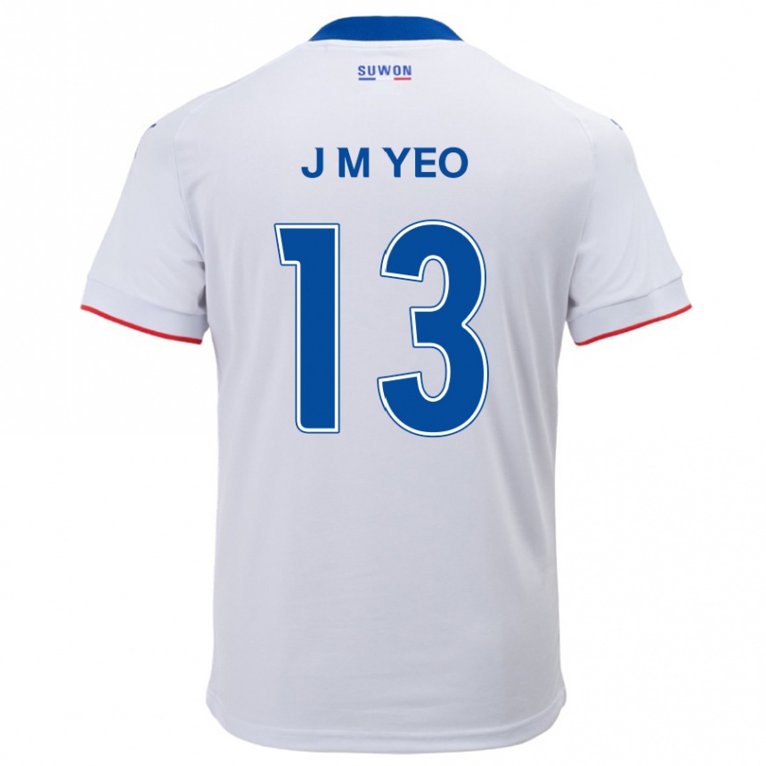 Women Football Min-Jun Yeo #13 White Blue Away Jersey 2024/25 T-Shirt Nz