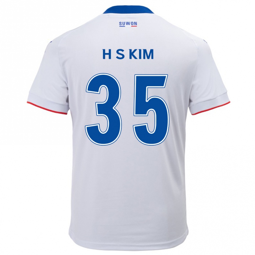 Women Football Seung-Hyun Kim #35 White Blue Away Jersey 2024/25 T-Shirt Nz