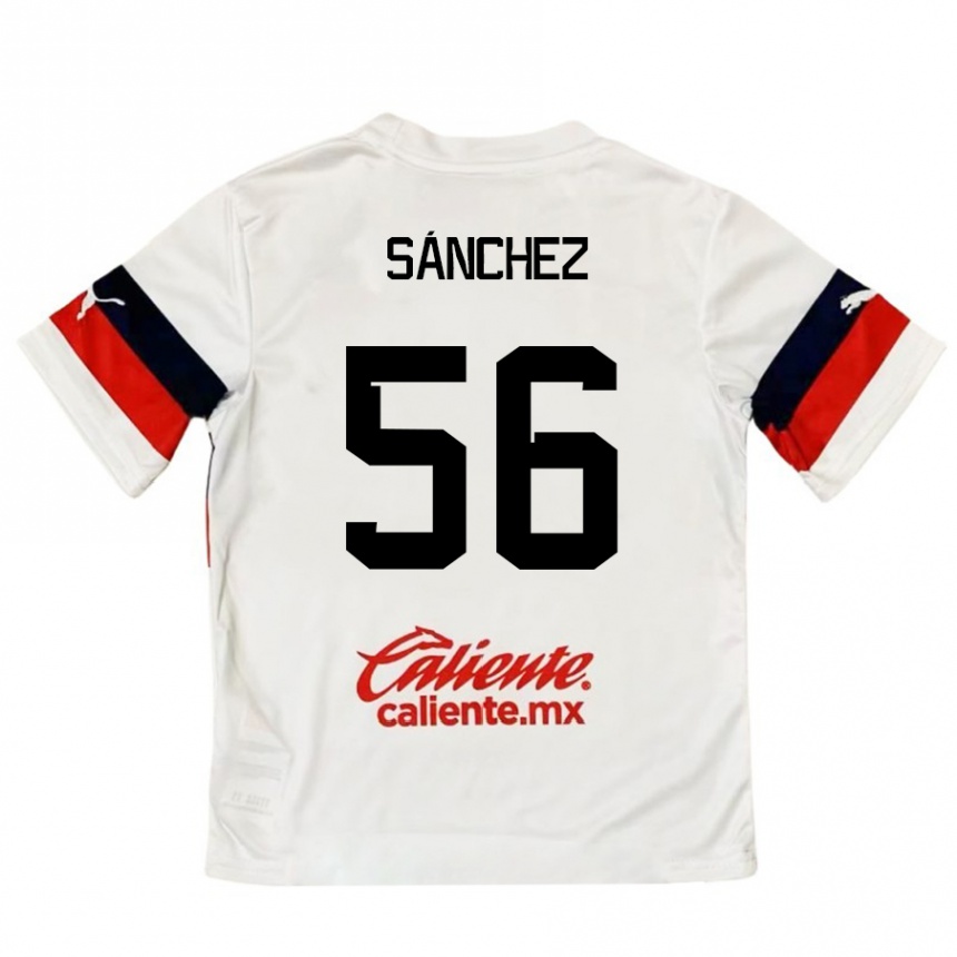 Women Football Benjamín Sánchez #56 White Red Away Jersey 2024/25 T-Shirt Nz