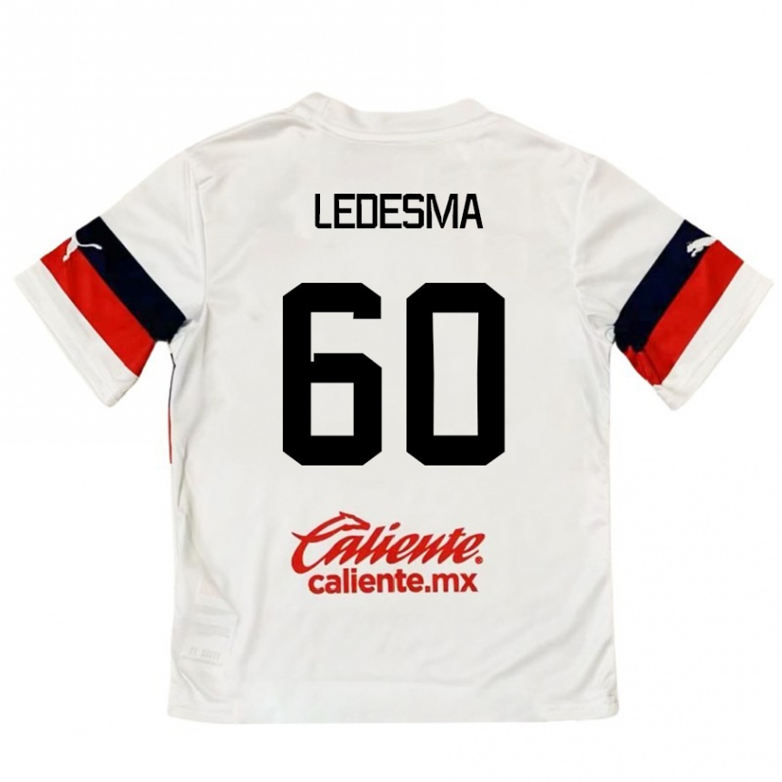 Women Football Luis Ledesma #60 White Red Away Jersey 2024/25 T-Shirt Nz