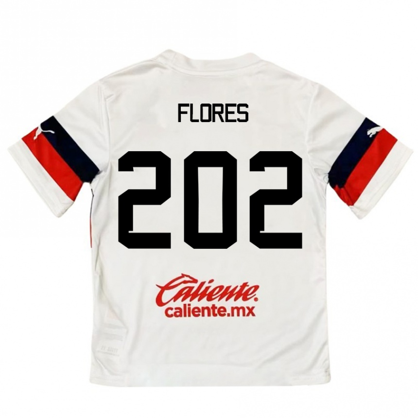 Women Football Daniel Flores #202 White Red Away Jersey 2024/25 T-Shirt Nz