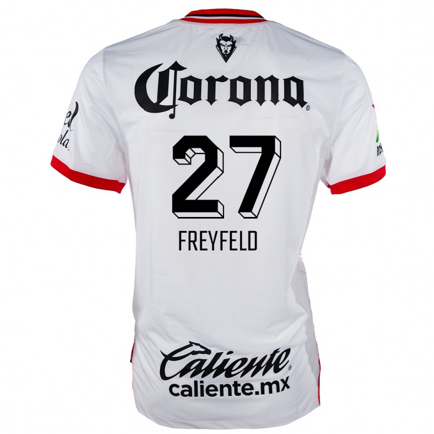 Women Football Emiliano Freyfeld #27 White Red Away Jersey 2024/25 T-Shirt Nz