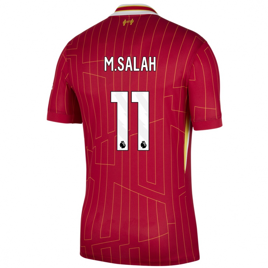 Kids Football Mohamed Salah #11 Red Yellow White Home Jersey 2024/25 T-Shirt Nz