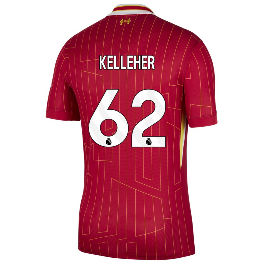 Kids Football Caoimhin Kelleher #62 Red Yellow White Home Jersey 2024/25 T-Shirt Nz