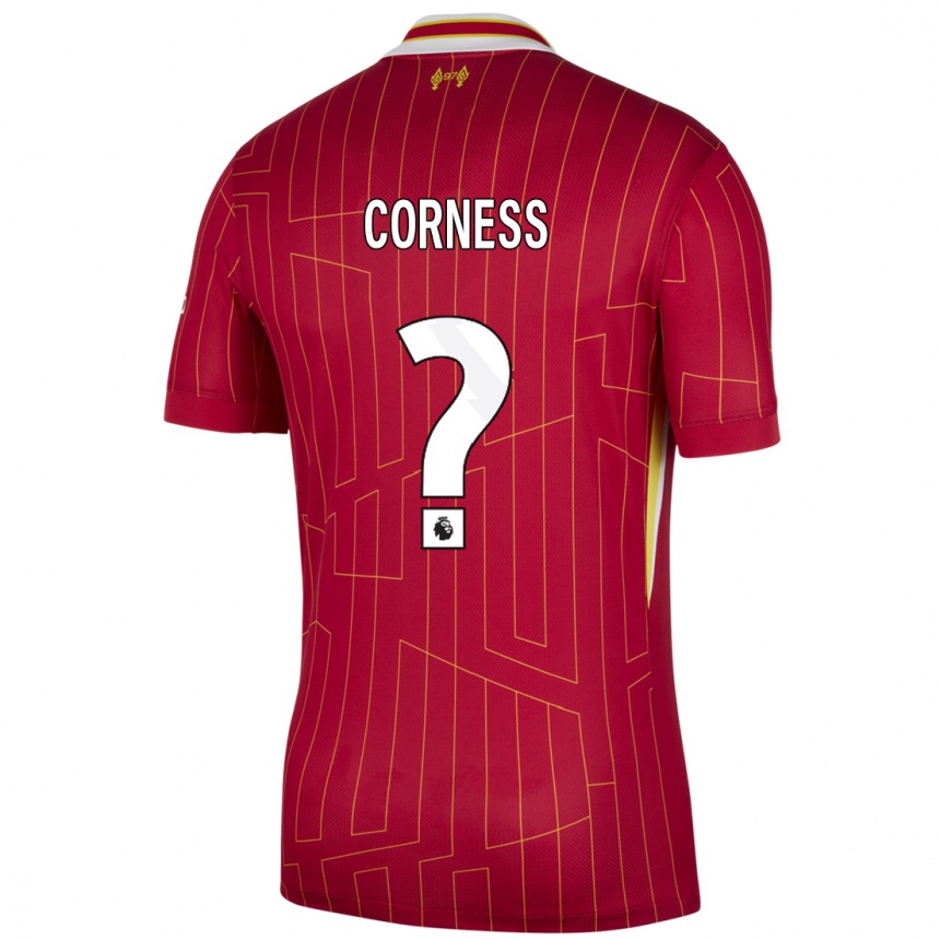 Kids Football Dominic Corness #0 Red Yellow White Home Jersey 2024/25 T-Shirt Nz