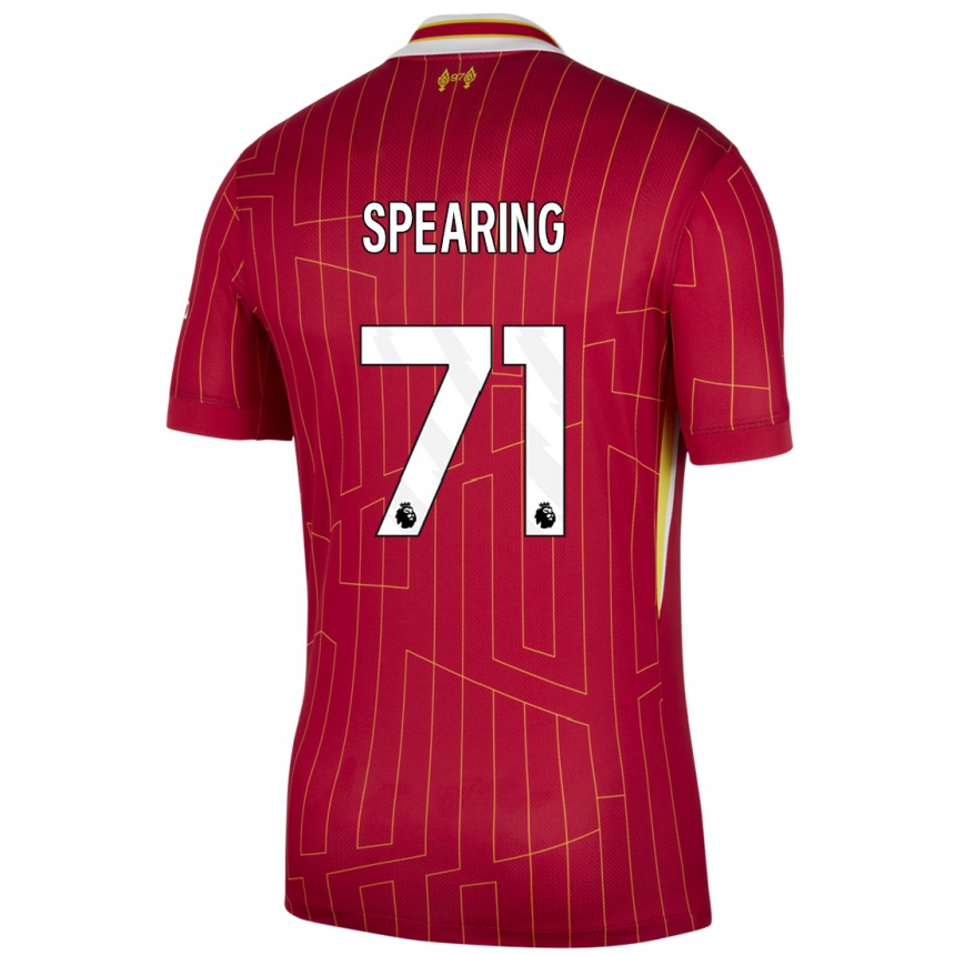 Kids Football Jay Spearing #71 Red Yellow White Home Jersey 2024/25 T-Shirt Nz