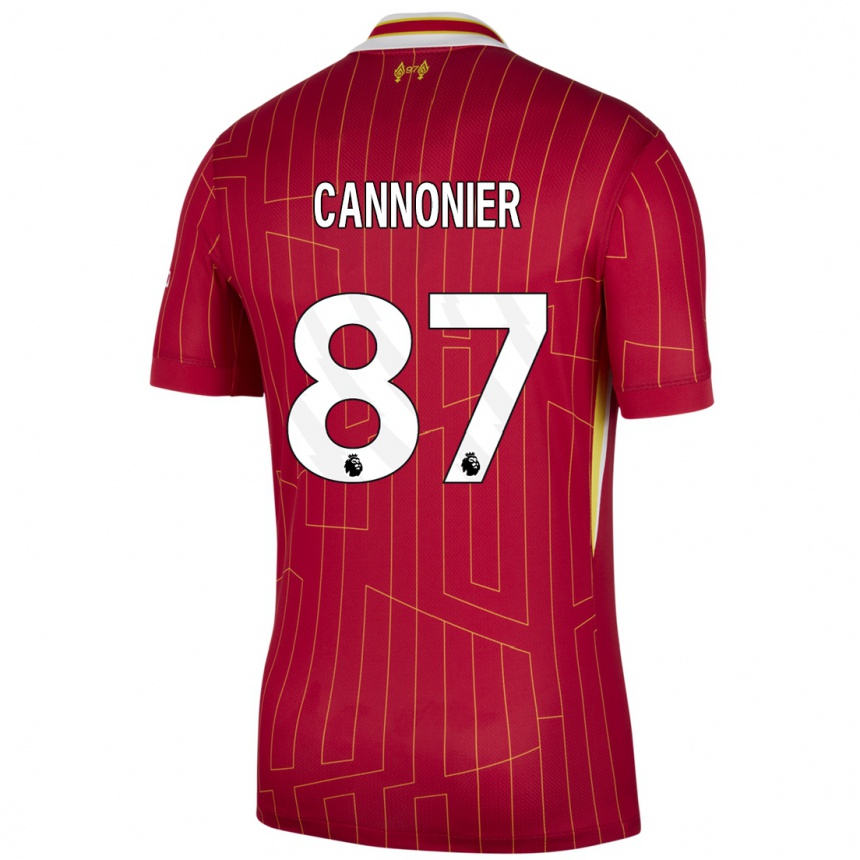 Kids Football Oakley Cannonier #87 Red Yellow White Home Jersey 2024/25 T-Shirt Nz