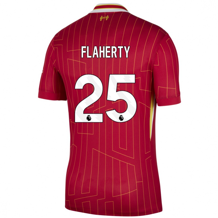 Kids Football Gilly Flaherty #25 Red Yellow White Home Jersey 2024/25 T-Shirt Nz