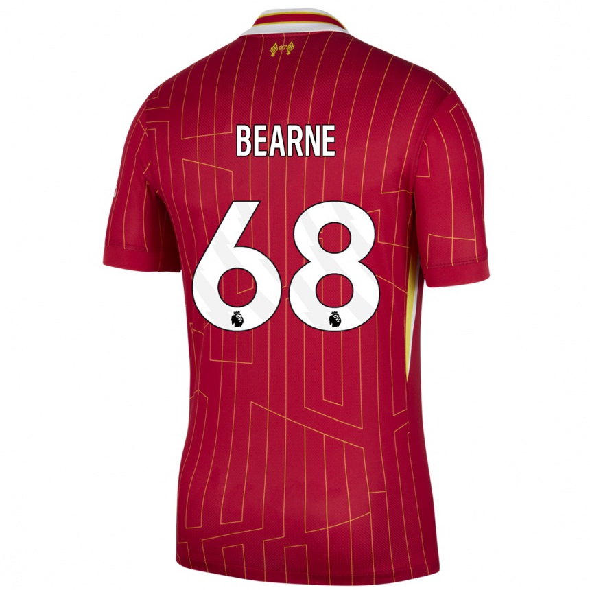 Kids Football Jack Bearne #68 Red Yellow White Home Jersey 2024/25 T-Shirt Nz