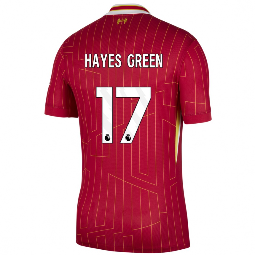 Kids Football Charlie Hayes-Green #17 Red Yellow White Home Jersey 2024/25 T-Shirt Nz