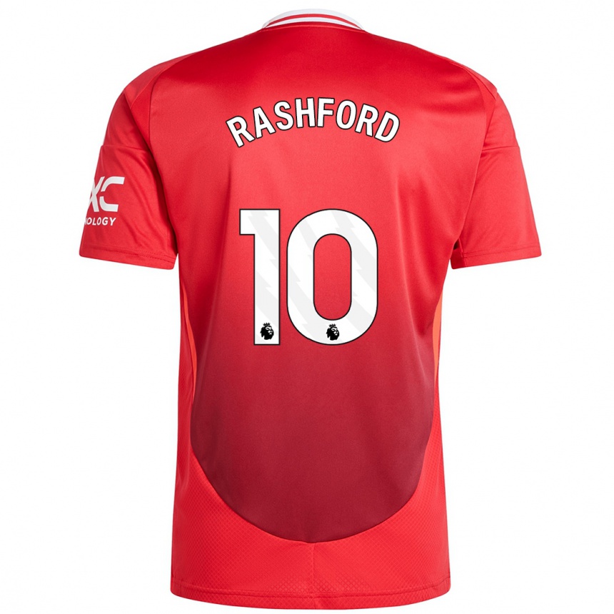 Kids Football Marcus Rashford #10 Bright Red Home Jersey 2024/25 T-Shirt Nz