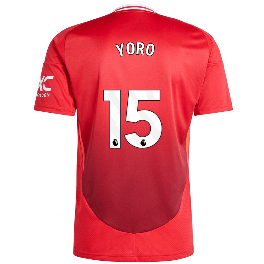 Kids Football Leny Yoro #15 Bright Red Home Jersey 2024/25 T-Shirt Nz