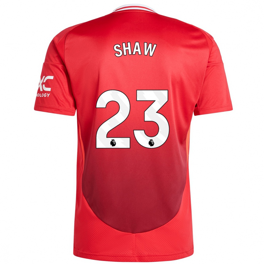 Kids Football Luke Shaw #23 Bright Red Home Jersey 2024/25 T-Shirt Nz