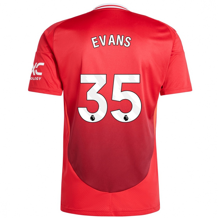 Kids Football Jonny Evans #35 Bright Red Home Jersey 2024/25 T-Shirt Nz