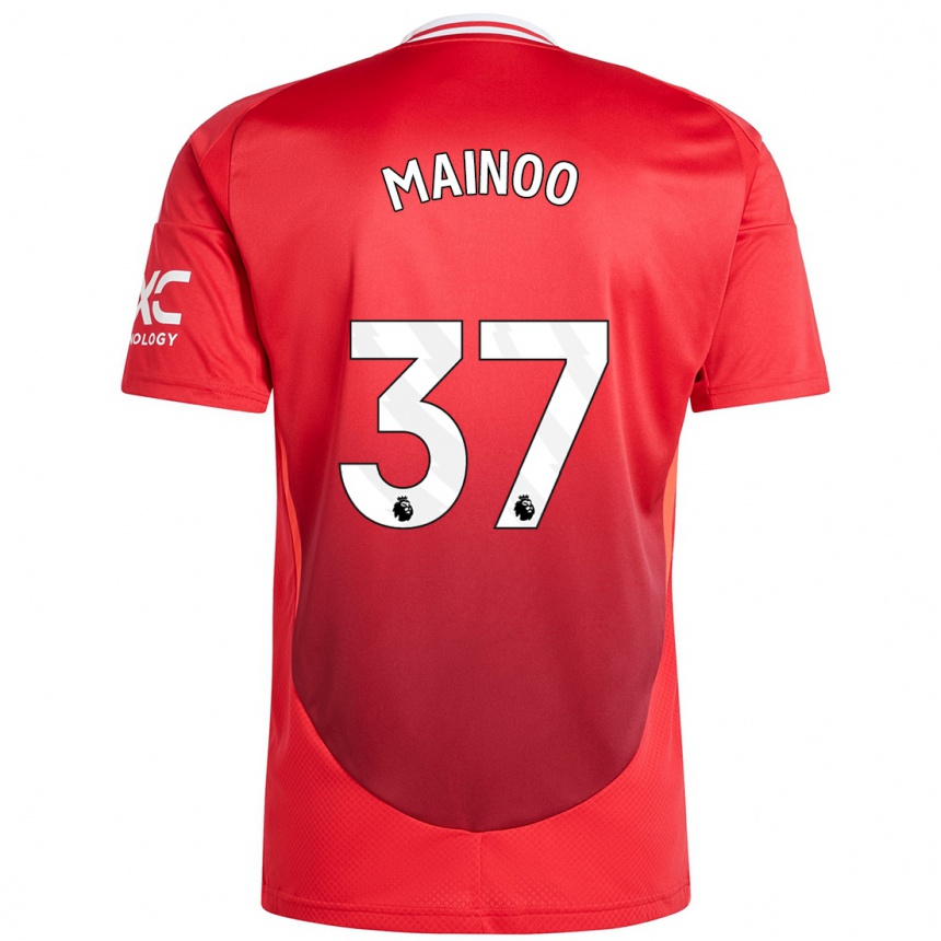 Kids Football Kobbie Mainoo #37 Bright Red Home Jersey 2024/25 T-Shirt Nz