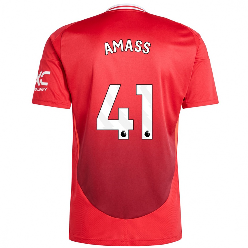 Kids Football Harry Amass #41 Bright Red Home Jersey 2024/25 T-Shirt Nz