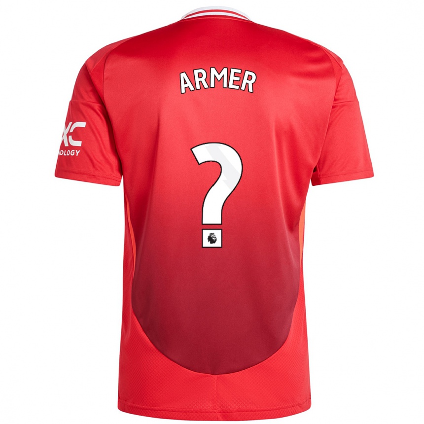 Kids Football Daniel Armer #0 Bright Red Home Jersey 2024/25 T-Shirt Nz