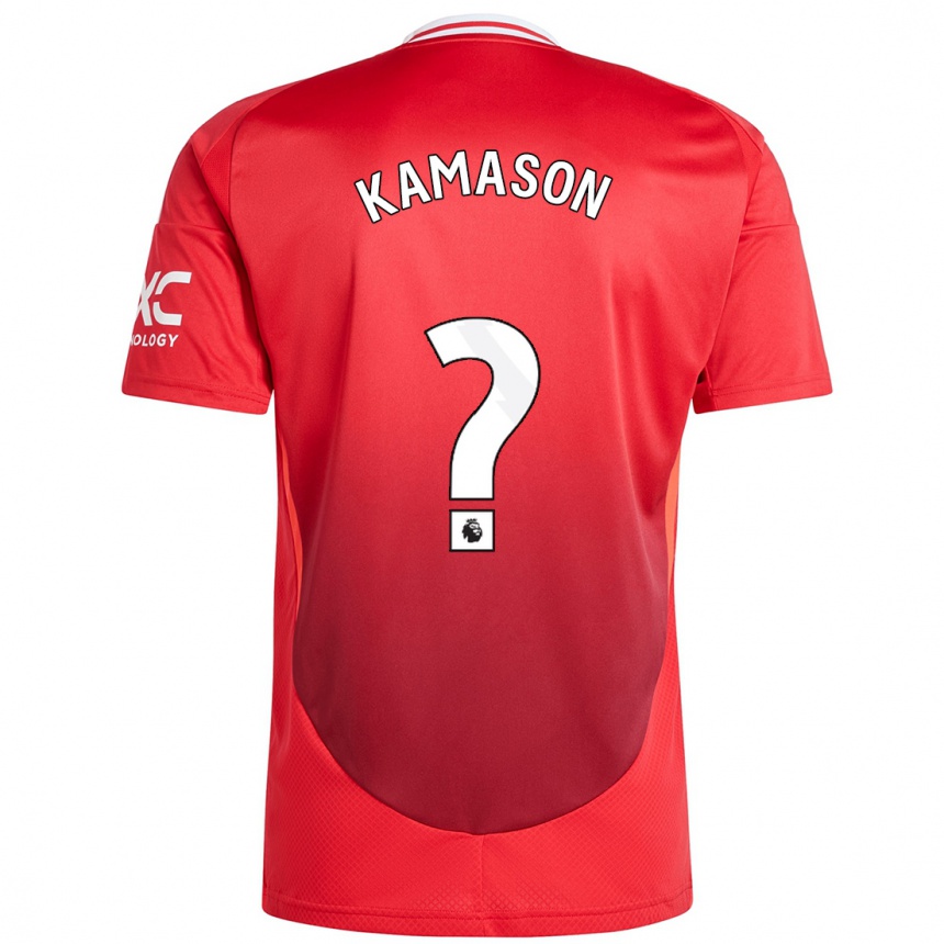 Kids Football Jaydan Kamason #0 Bright Red Home Jersey 2024/25 T-Shirt Nz