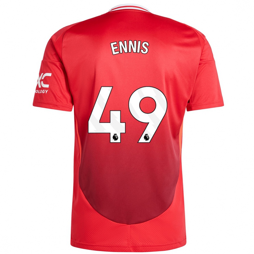 Kids Football Ethan Ennis #49 Bright Red Home Jersey 2024/25 T-Shirt Nz