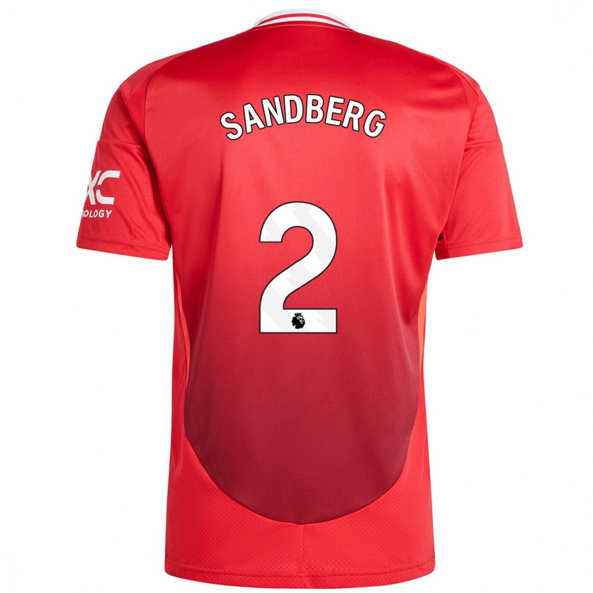 Kids Football Anna Sandberg #2 Bright Red Home Jersey 2024/25 T-Shirt Nz