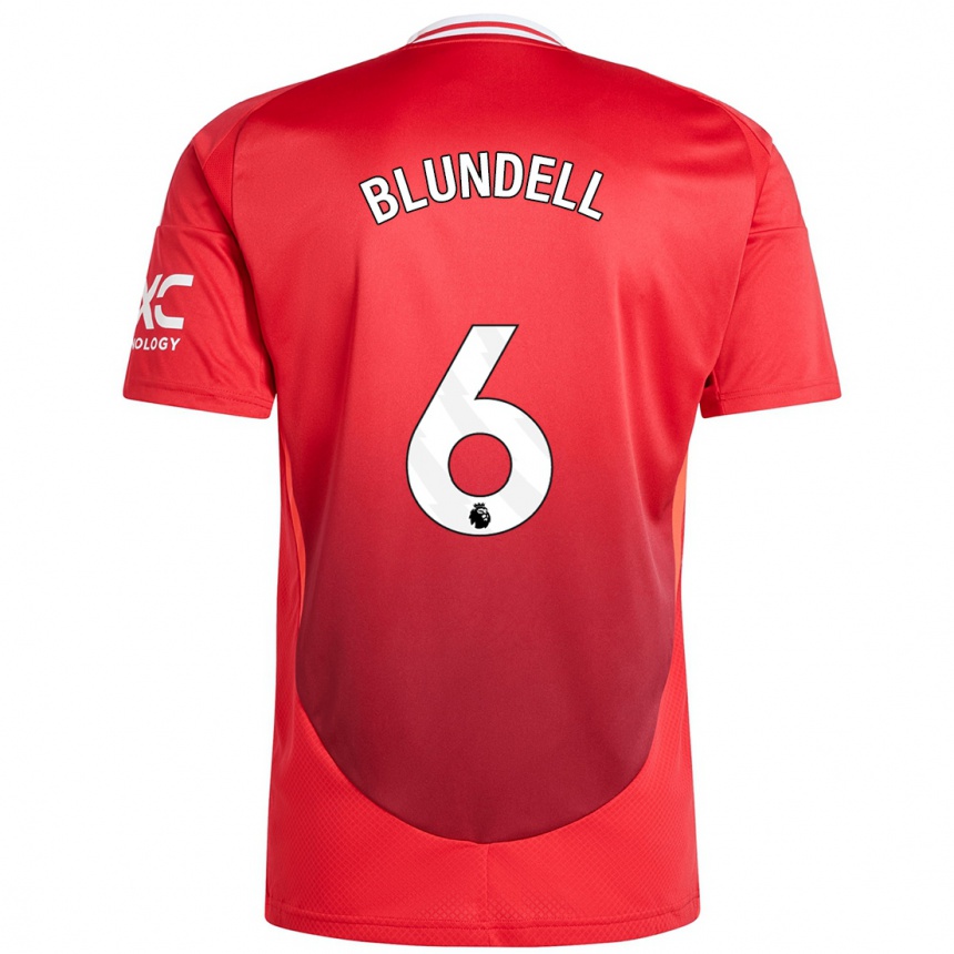 Kids Football Hannah Blundell #6 Bright Red Home Jersey 2024/25 T-Shirt Nz