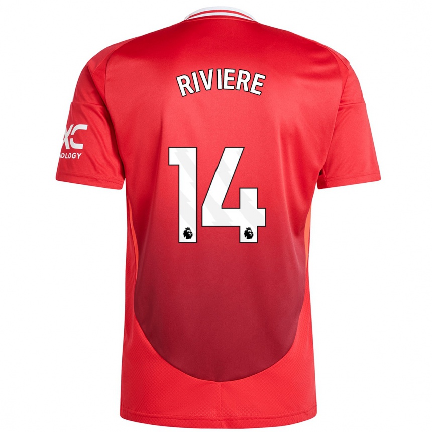 Kids Football Jayde Riviere #14 Bright Red Home Jersey 2024/25 T-Shirt Nz